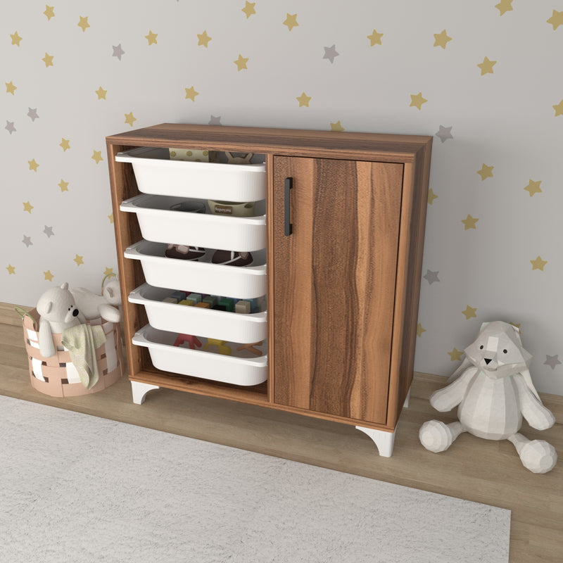 Comfyt Dresser Storage Cabinet Drawer Closet Organizer-Walnut