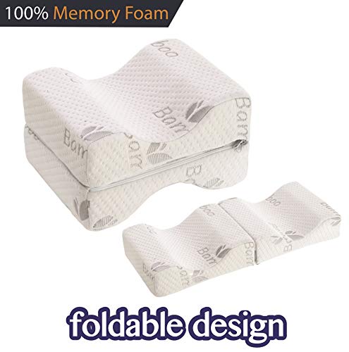Nestl Bedding Memory Foam Knee Leg Pillow for Side Sleepers Knee and Hip Pain with Strap, Size: 10 x 8 x 6, White